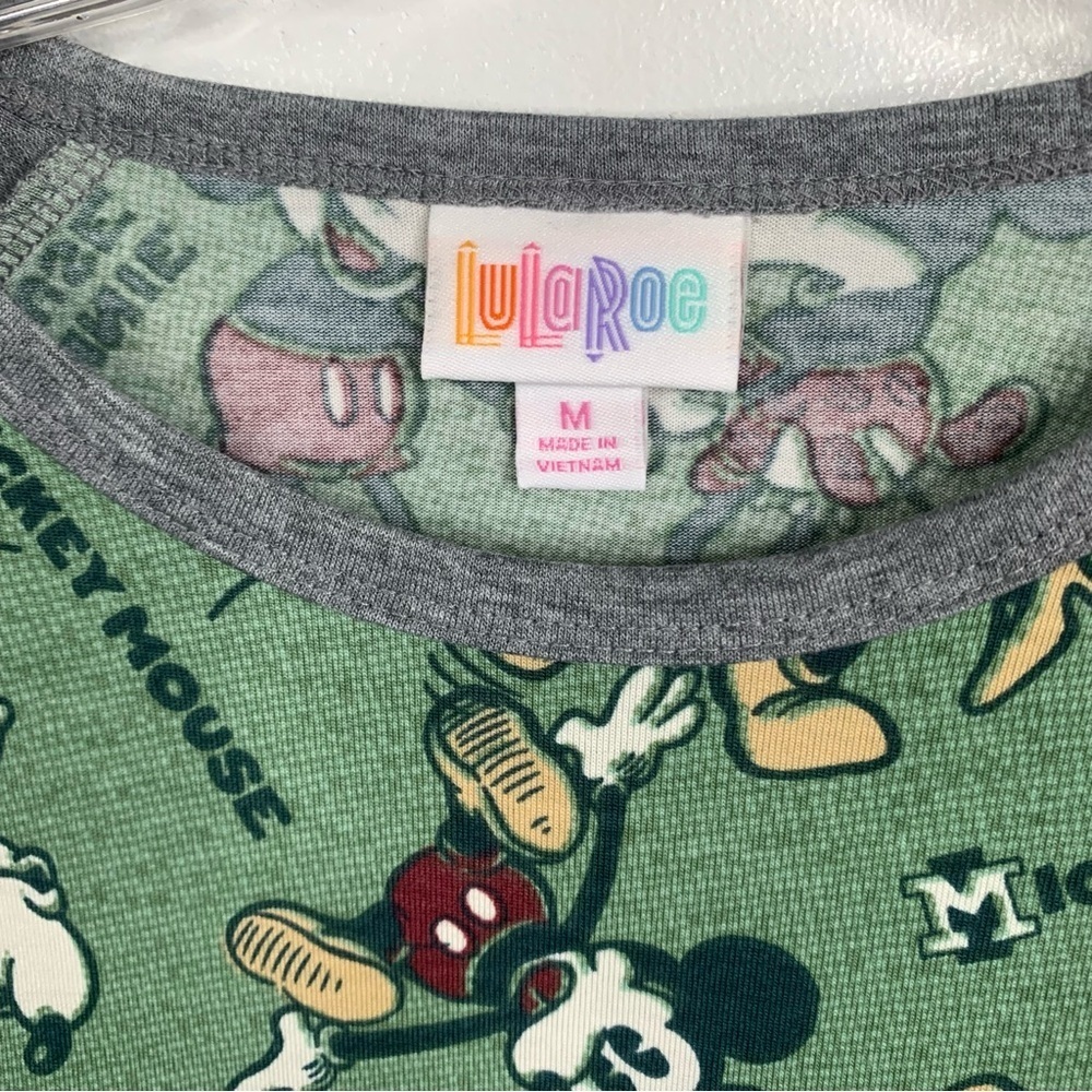 NWT Disney x LuLaRoe Green Mickey and Minnie Mouse Randy Baseball TShirt‎ 3/4 - Picture 4 of 7